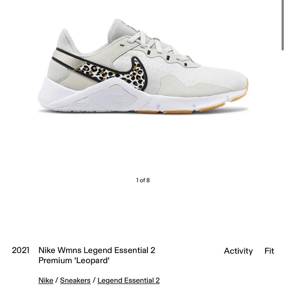 Nike Legend Essential 2 Gray and White Sneakers with Leopard Detail